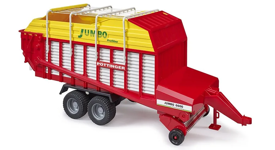 Bruder Pöttinger Jumbo 6600 Profiline Ladewagen in Rot-Gelb, Anhänger im Maßstab 1:16
