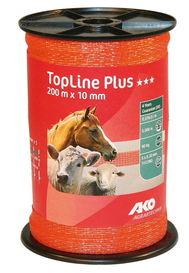 AKO Zaunband Breitband 10 mm auf der Rolle in Orange, 200 m