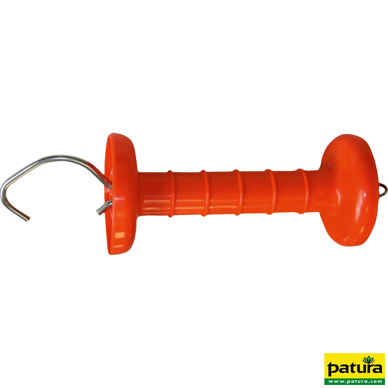 Patura Torgriff in Orange mit Edelstahlfeder und Haken für Weidetore