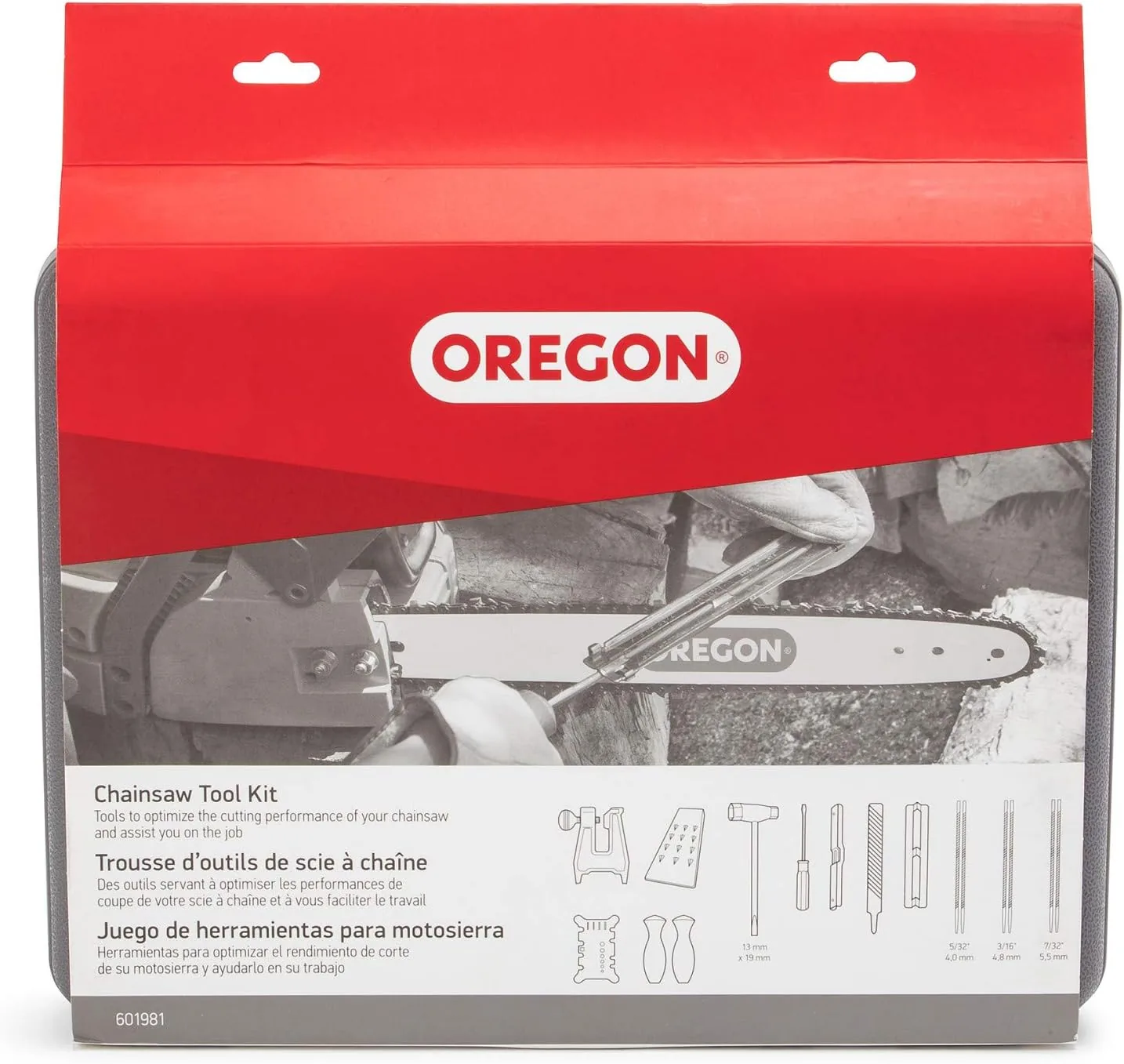 Verpackung des Oregon Motorsägen-Feilen-Sets, Vorderseite