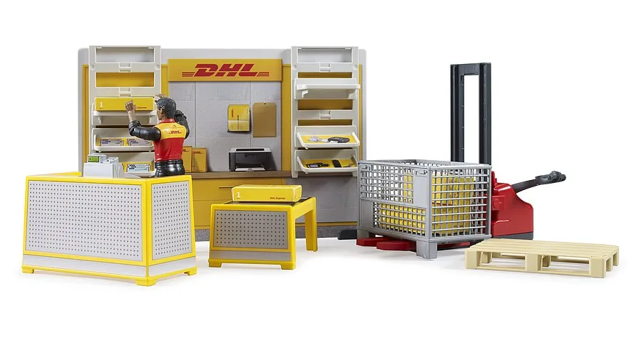 BRUDER Logistik-Zubehör: Hand-Hubwagen mit Palette und Gitterbox