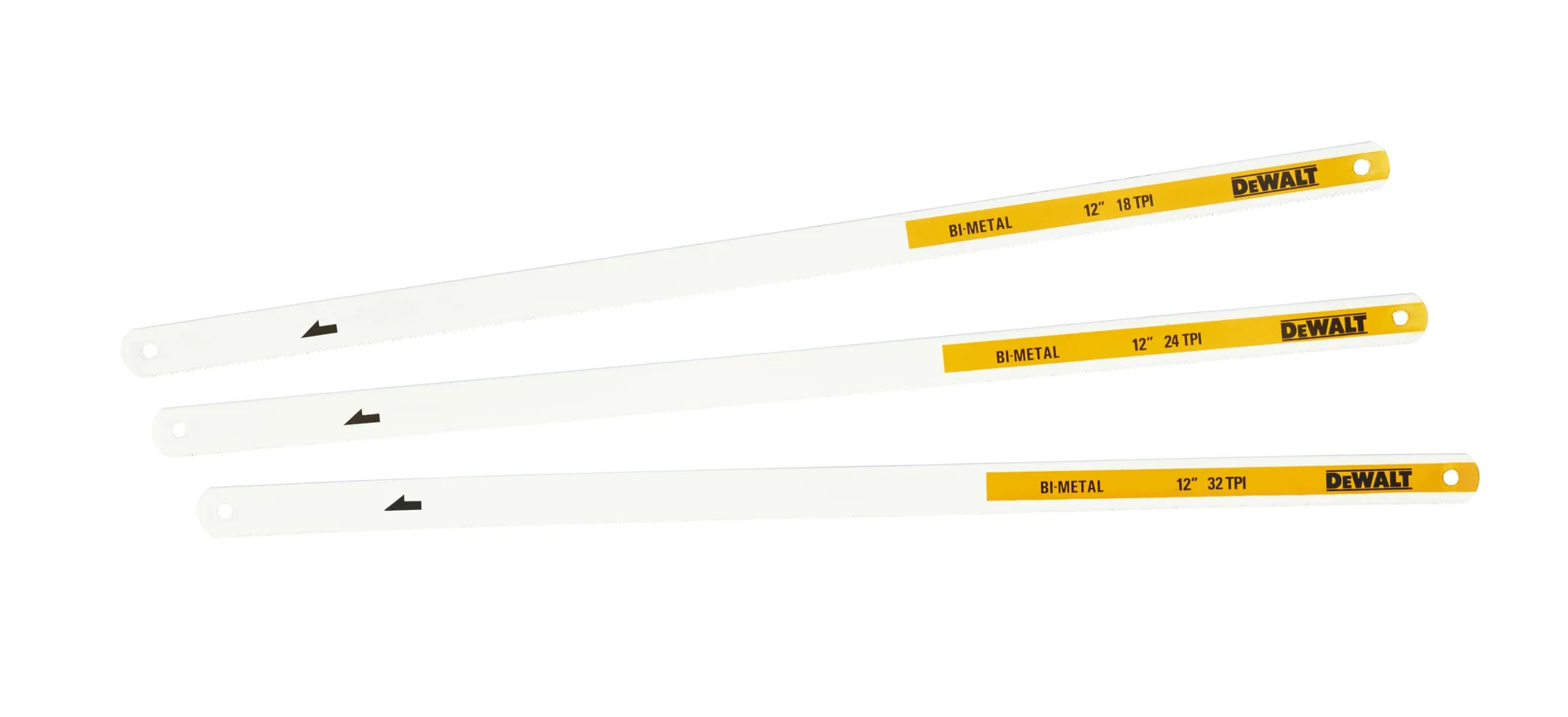 DeWalt DWHT0-20558 3er-Set Bügelsägeblätter aus Bi-Metall, freigestellt
