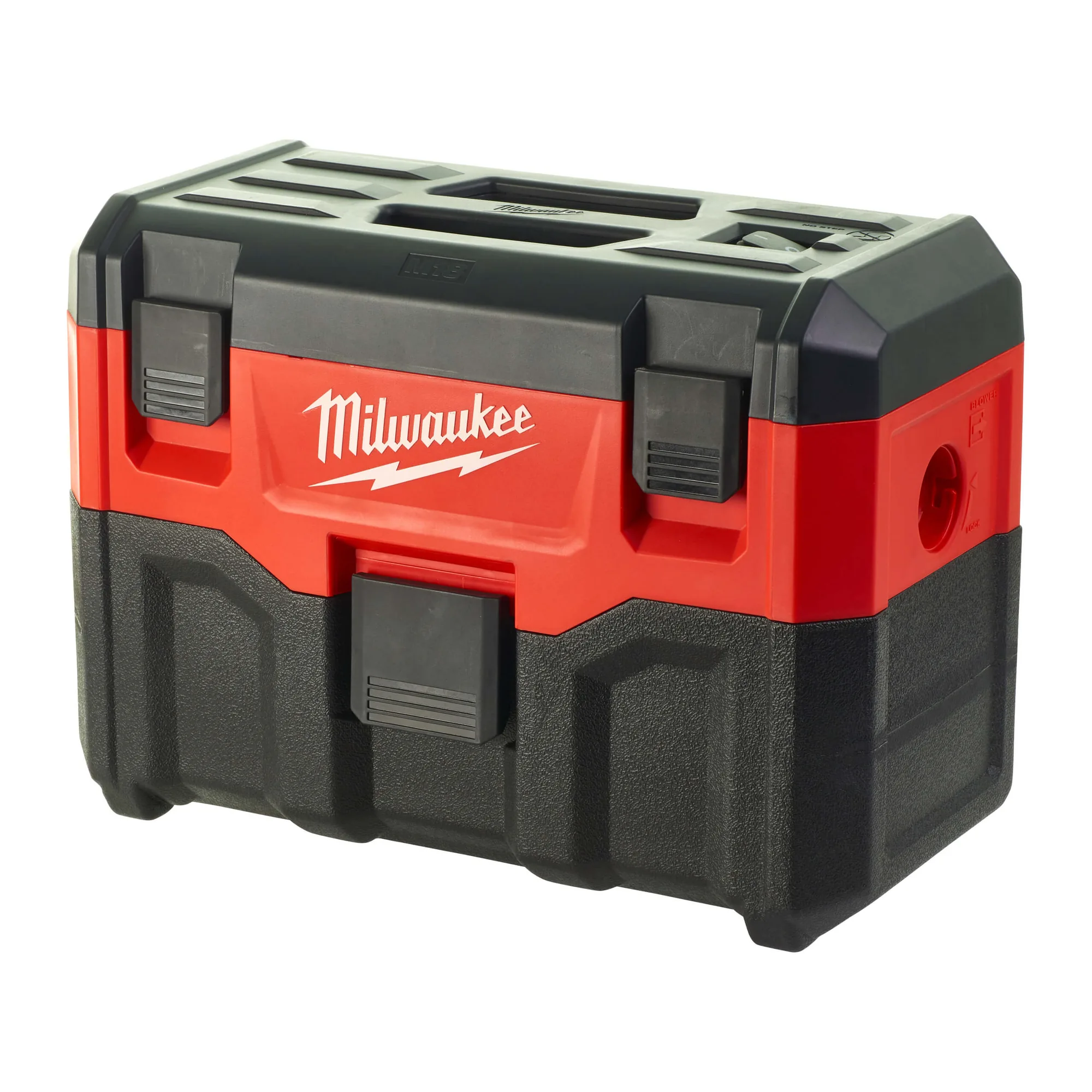 Milwaukee M18 VC2 Akku-Nass-/Trockensauger in Rot-Schwarz, Frontansicht