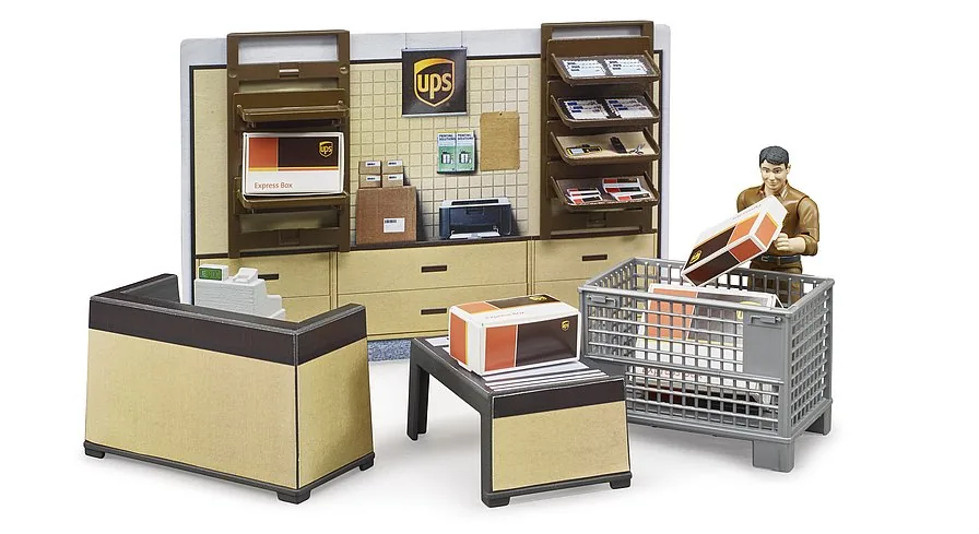 BRUDER UPS Mitarbeiter an der Theke des Paketshops