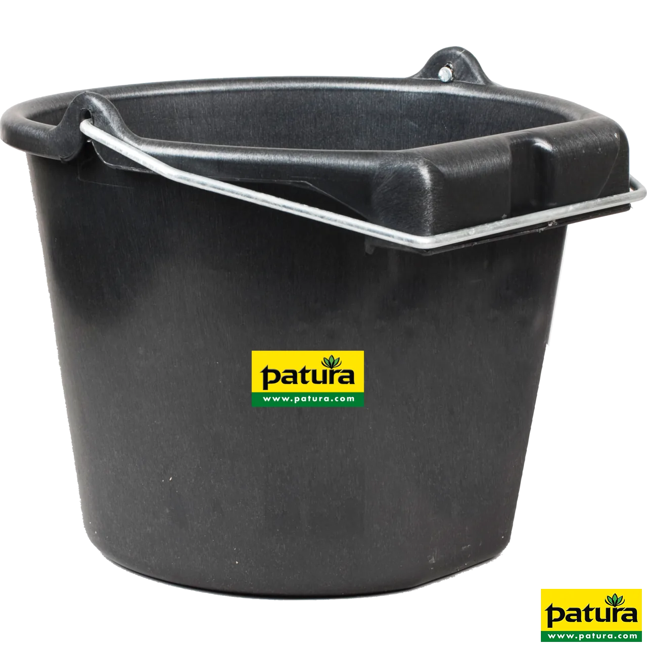 Patura Kunststoffeimer 20 Liter in Schwarz mit Bügelgriff und flachem Rücken zur Wandmontage