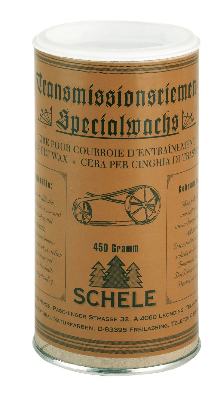 Schele Treibriemenwachs 450 g in der Dose, hält Lederriemen geschmeidig und rutschfest