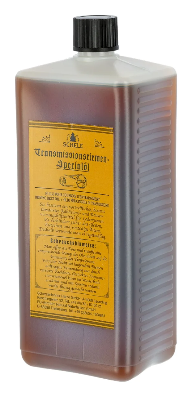 Kerbl Treibriemenöl 950 ml Flasche in Seitenansicht für Lederriemen in Landwirtschaft und Betrieb