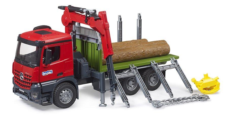 BRUDER MB Arocs Holztransport-LKW mit Ladekran, Greifer und 3 Baumstämmen – Robustes Forstfahrzeug im Maßstab 1:16 BRUDER MB Arocs Holztransport-LKW mit Ladekran, Greifer und 3 Baumstämmen – Robustes Forstfahrzeug im Maßstab 1:16