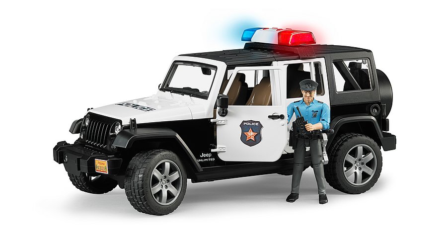 Bruder Jeep Wrangler Polizei-Fahrzeug (02526) inkl. Polizist Figur und Light & Sound Modul