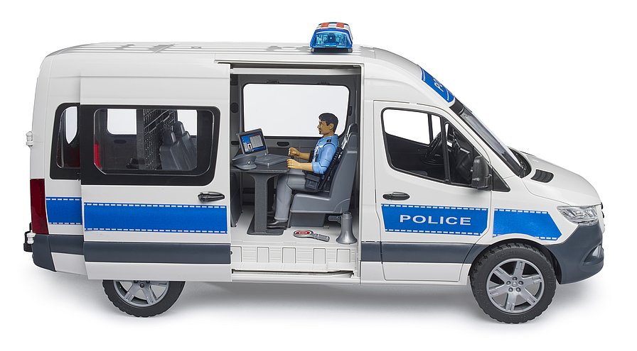 BRUDER MB Sprinter Polizei Einsatzfahrzeug mit Light & Sound Modul – Realistisches Polizeispielzeug im Maßstab 1:16