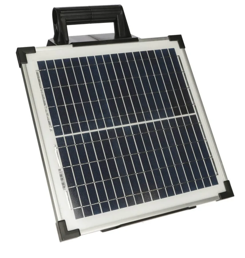 Kerbl Sun Power S 1500 Solargerät, blaues Solarmodul mit Tragegriff, Produktansicht schräg