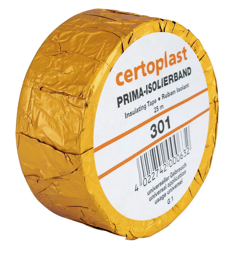 certoplast Tape-Rolle für Klauenverbände in goldener Folienverpackung mit Etikett