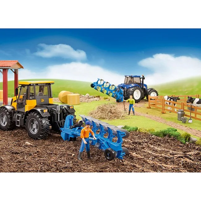 der Lemken Pflug im Einsatz am New Holland Traktor auf dem Acker