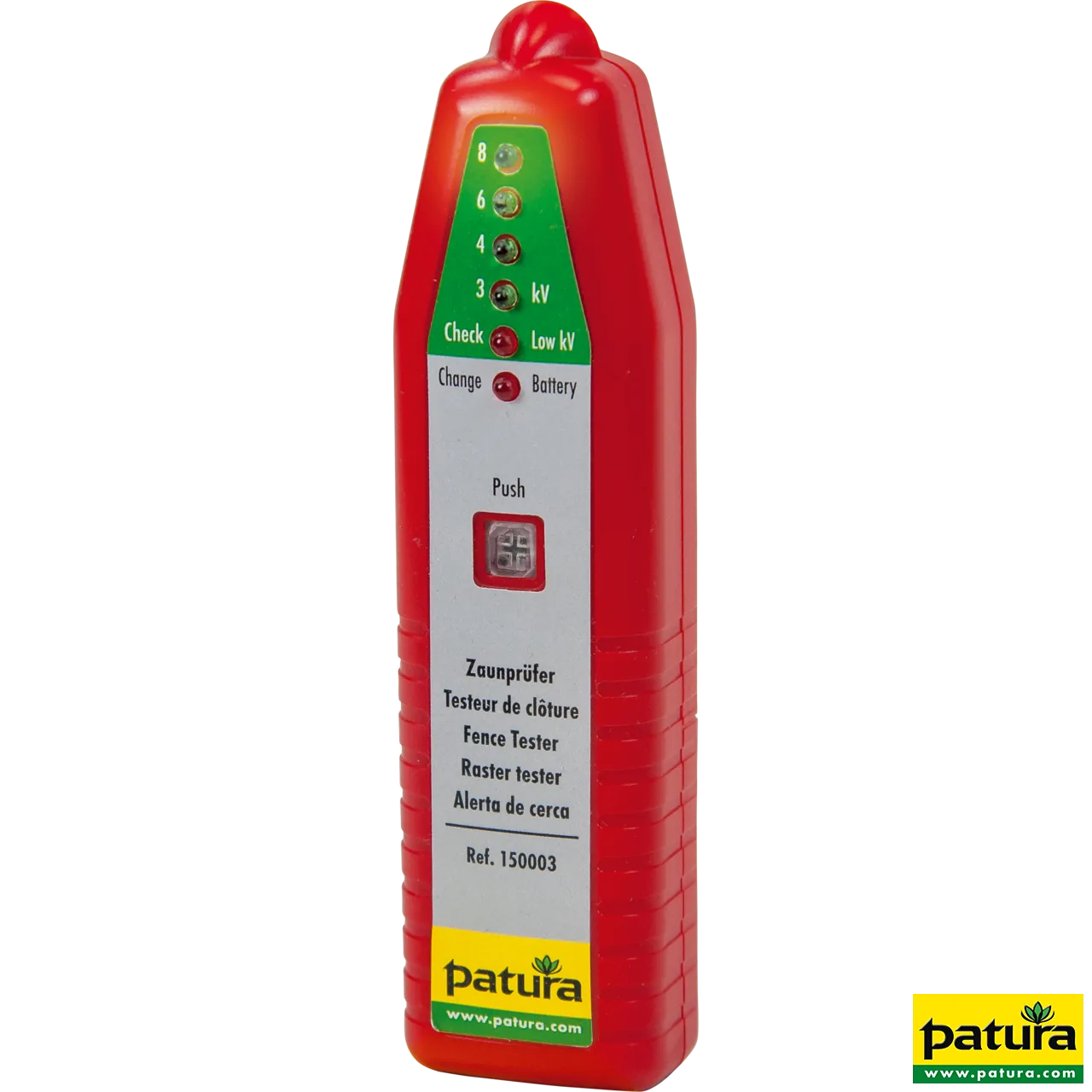 Patura Zaunprüfer kabellos 5-stufig in Rot mit LED-Anzeige für Elektrozäune