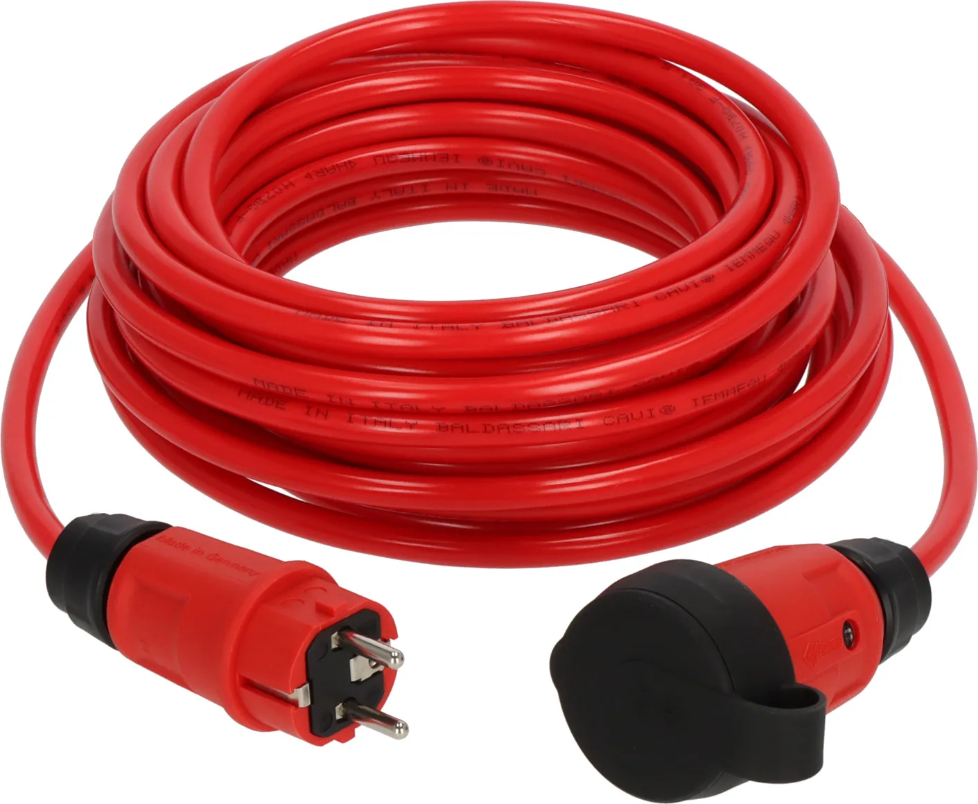 Brennenstuhl Professional Verlängerungskabel 10 m in Rot mit Schuko-Stecker und Kupplung