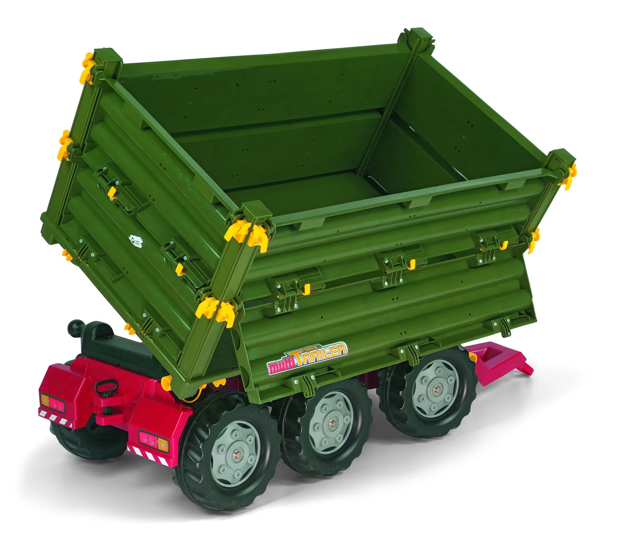 Grüner rollyMulti Trailer mit nach hinten gekippter Mulde, Produktansicht