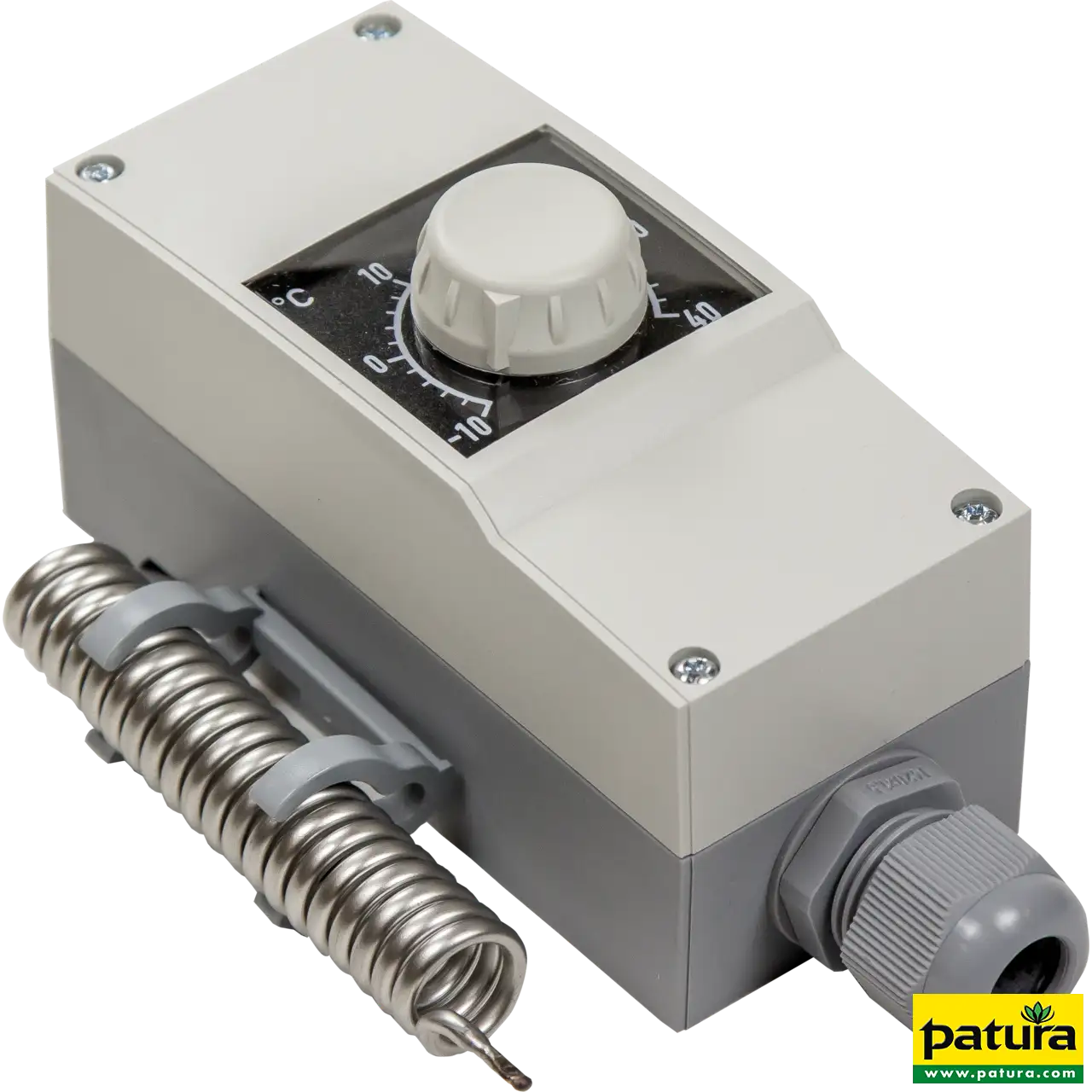 Patura Frostschutz-Thermostat mit Drehregler und Fühler, schaltet bei Frost automatisch ein