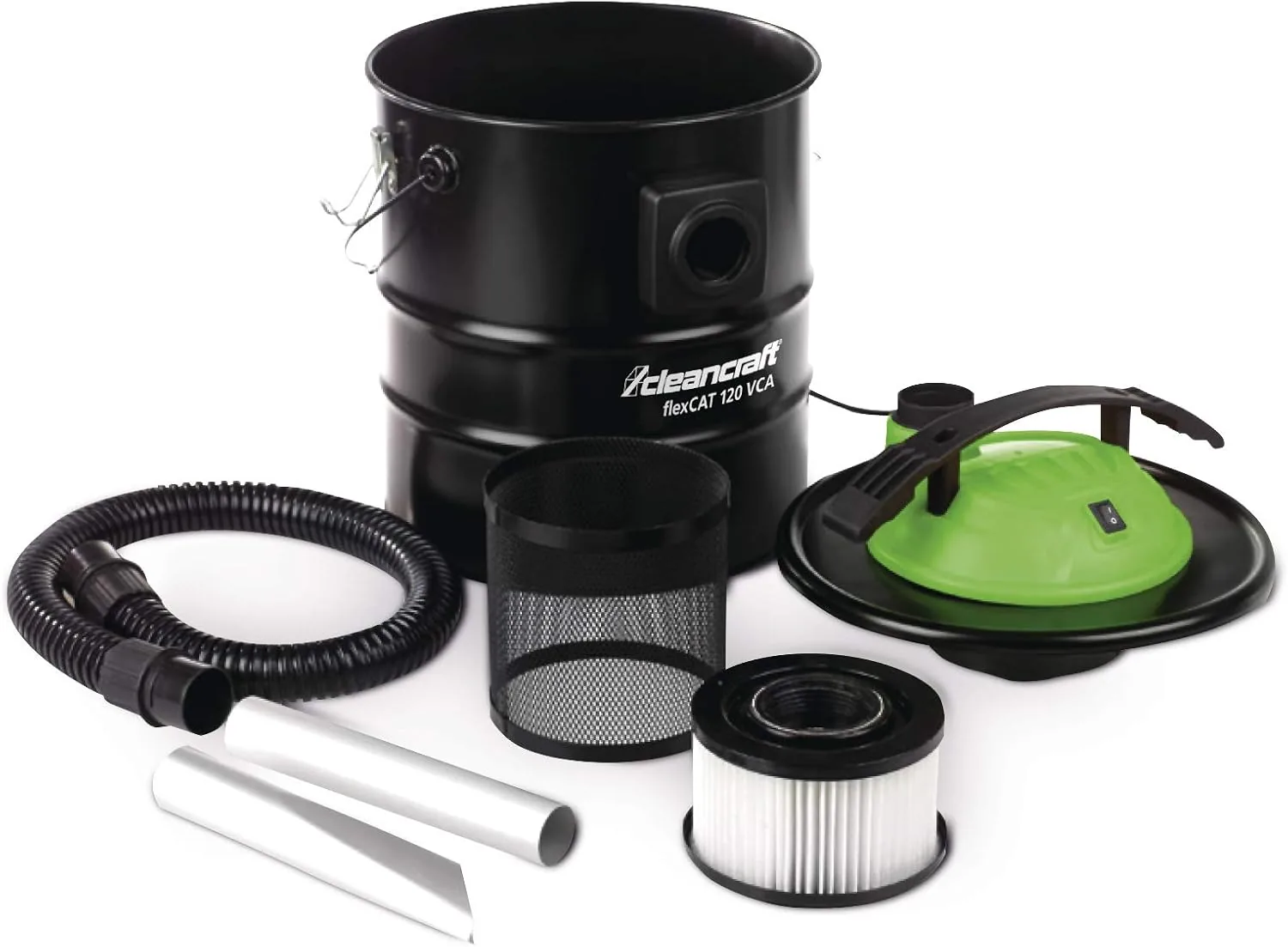 Cleancraft flexCAT 120 VCA Aschesauger mit Metallbehälter, Saugschlauch, Filter und Zubehör