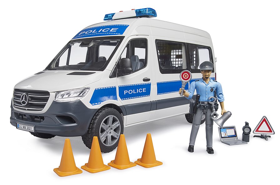 BRUDER Polizeibus auf Sprinter-Basis mit Light & Sound Modul und bworld Spielfigur
