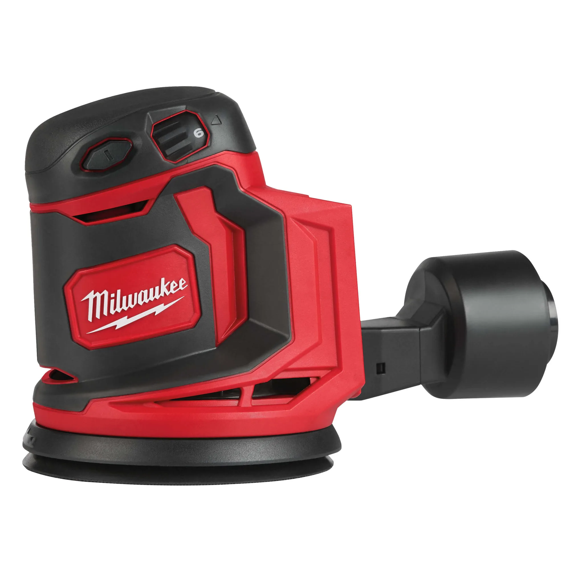 Milwaukee M18 BOS125 Akku-Exzenterschleifer in Rot, Frontansicht