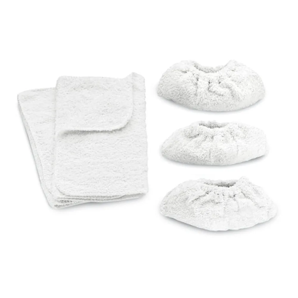 Kärcher Frottee-Tuchset, weiße Baumwolltücher und Pads für Boden- und Handdüse