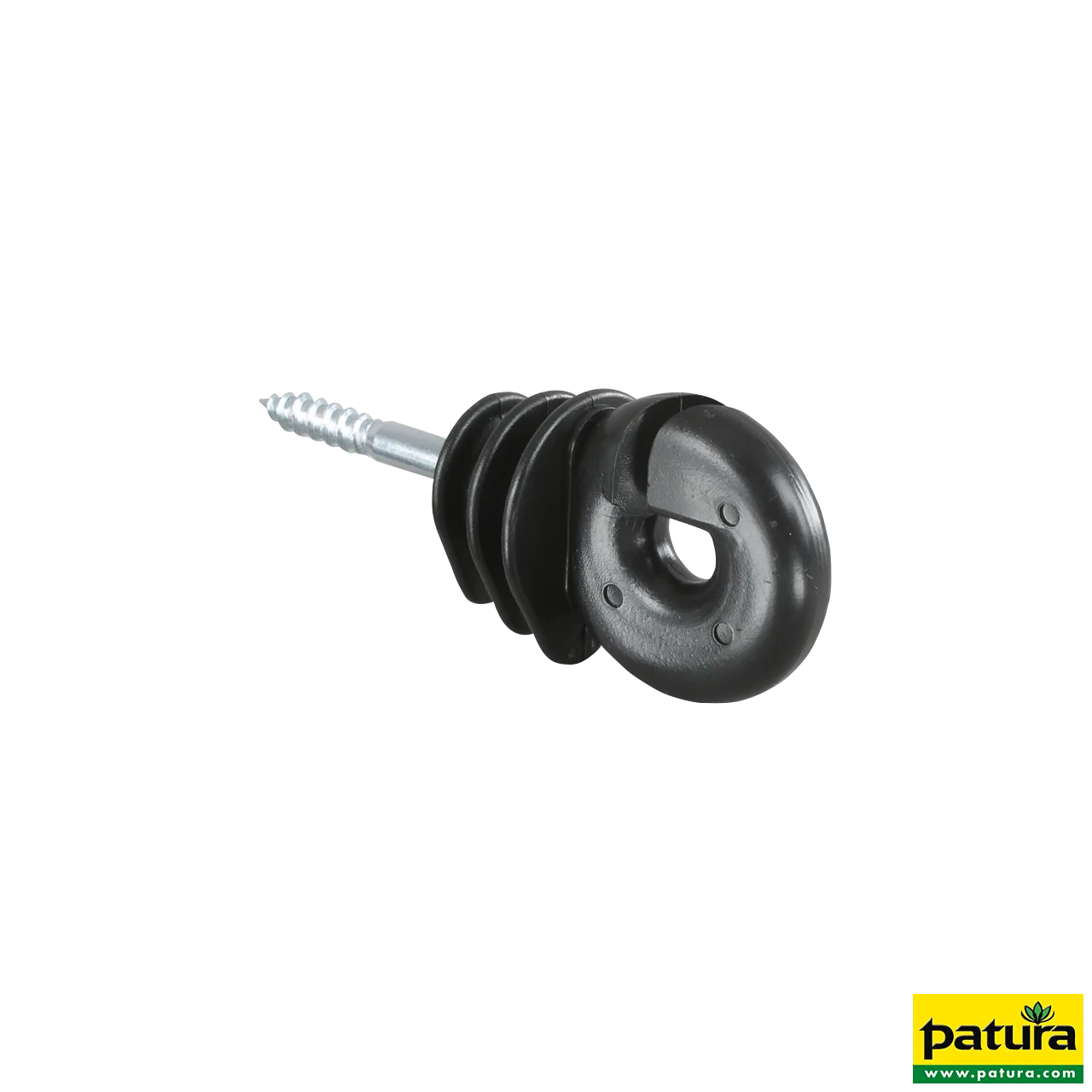 Patura Qualitäts-Ringisolator in Schwarz mit 6-mm-Holzgewinde für Weidezäune