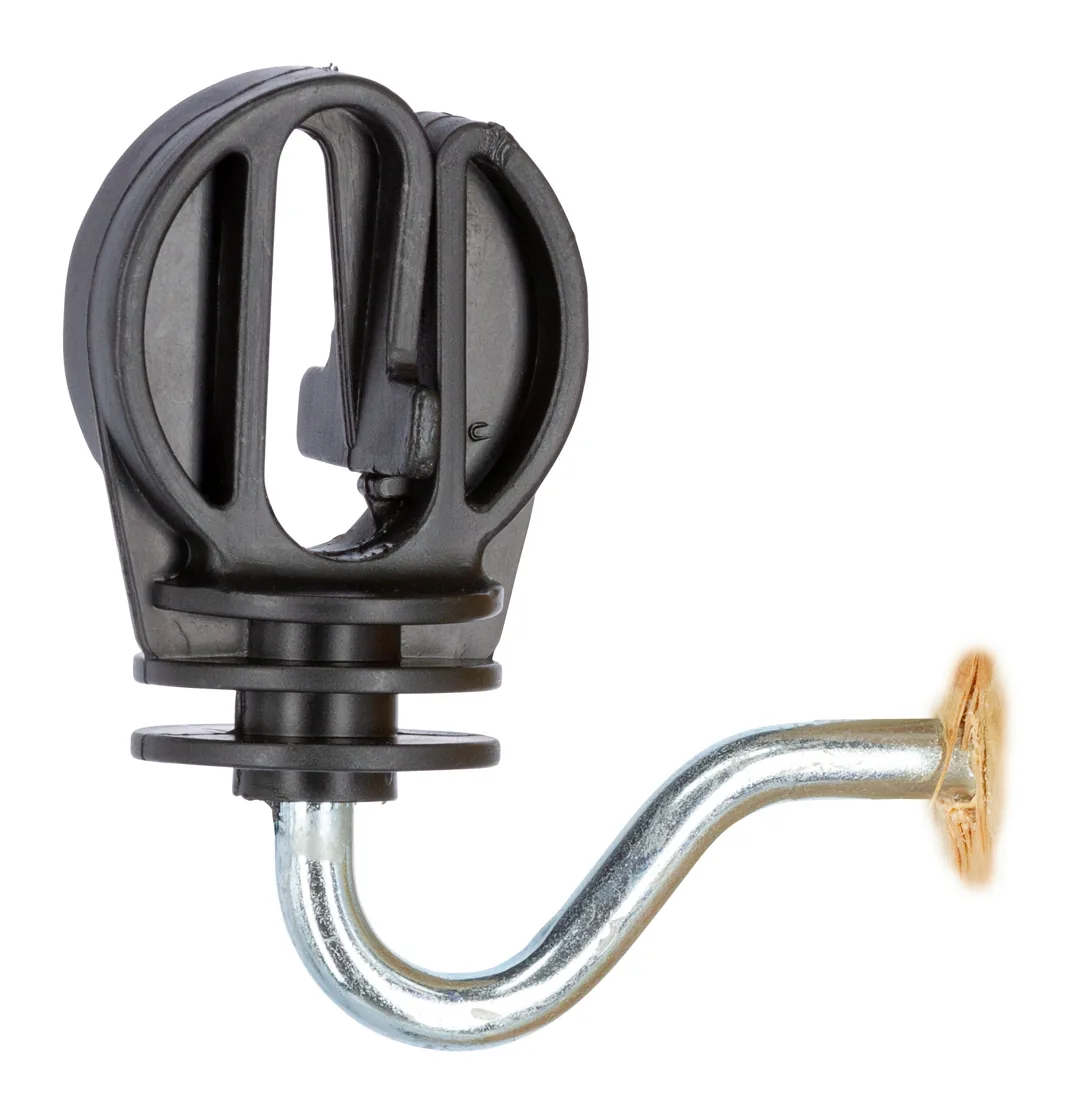 Schwarzer Ringisolator mit Holzgewinde-Schaft, freigestellt