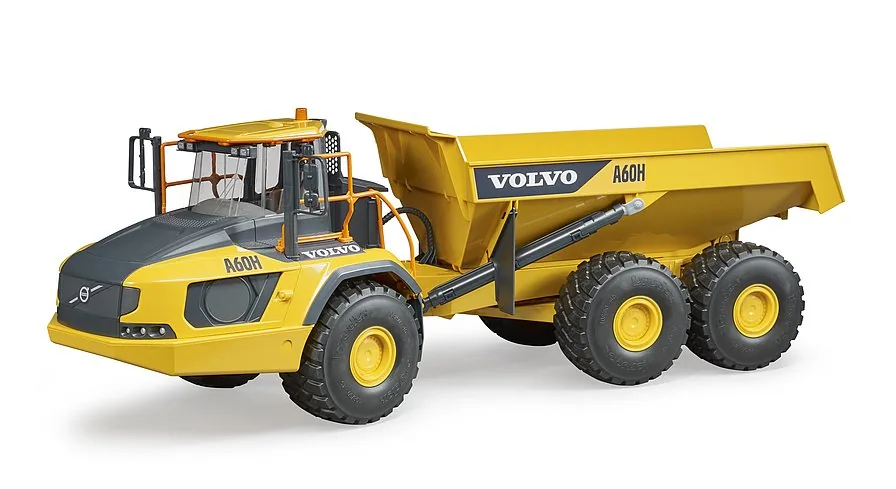 Bruder Volvo A60H knickgelenkter Dumper in Gelb, Baustellenfahrzeug im Maßstab 1:16
