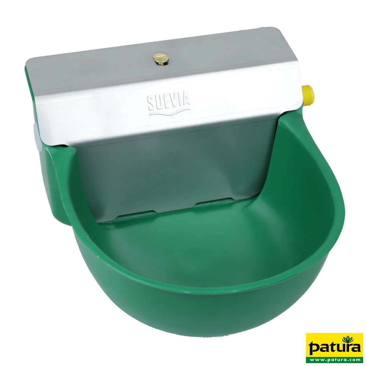 Patura Schwimmerventil-Becken Modell 130P in Grün mit Edelstahldeckel, robustes Tränkebecken
