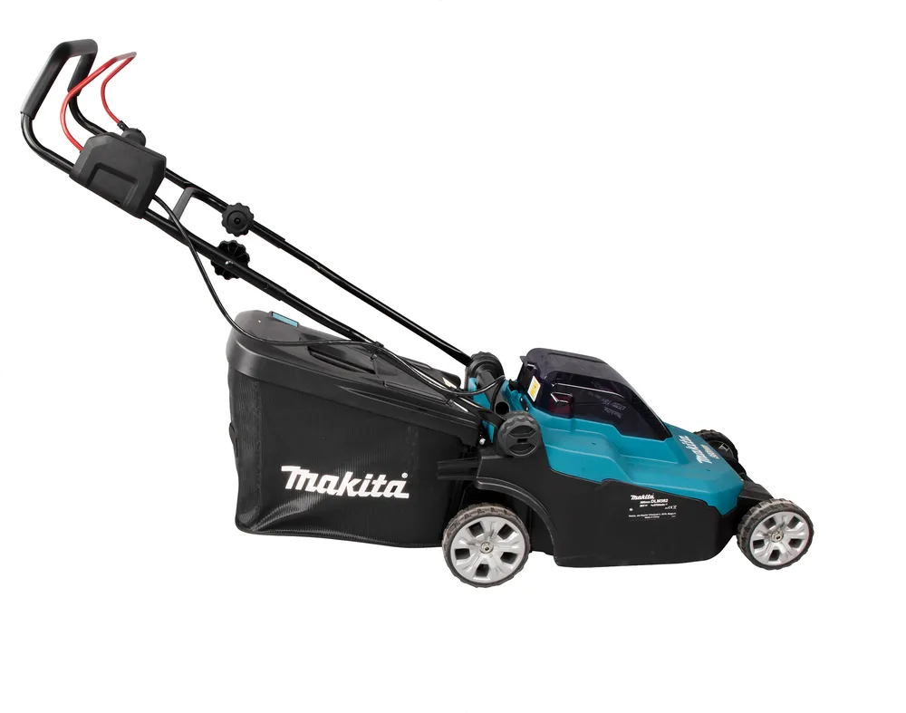 Makita DLM382PM2 Akku-Rasenmäher, Seitenansicht von rechts