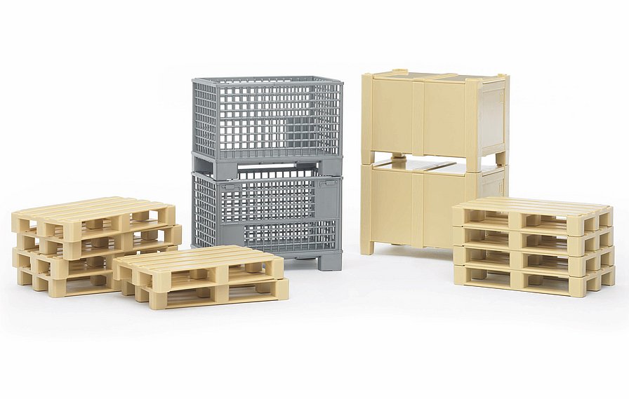 BRUDER Logistik-Set – 14-teiliges Zubehör für realistische Lagerszenarien ab 3 Jahren