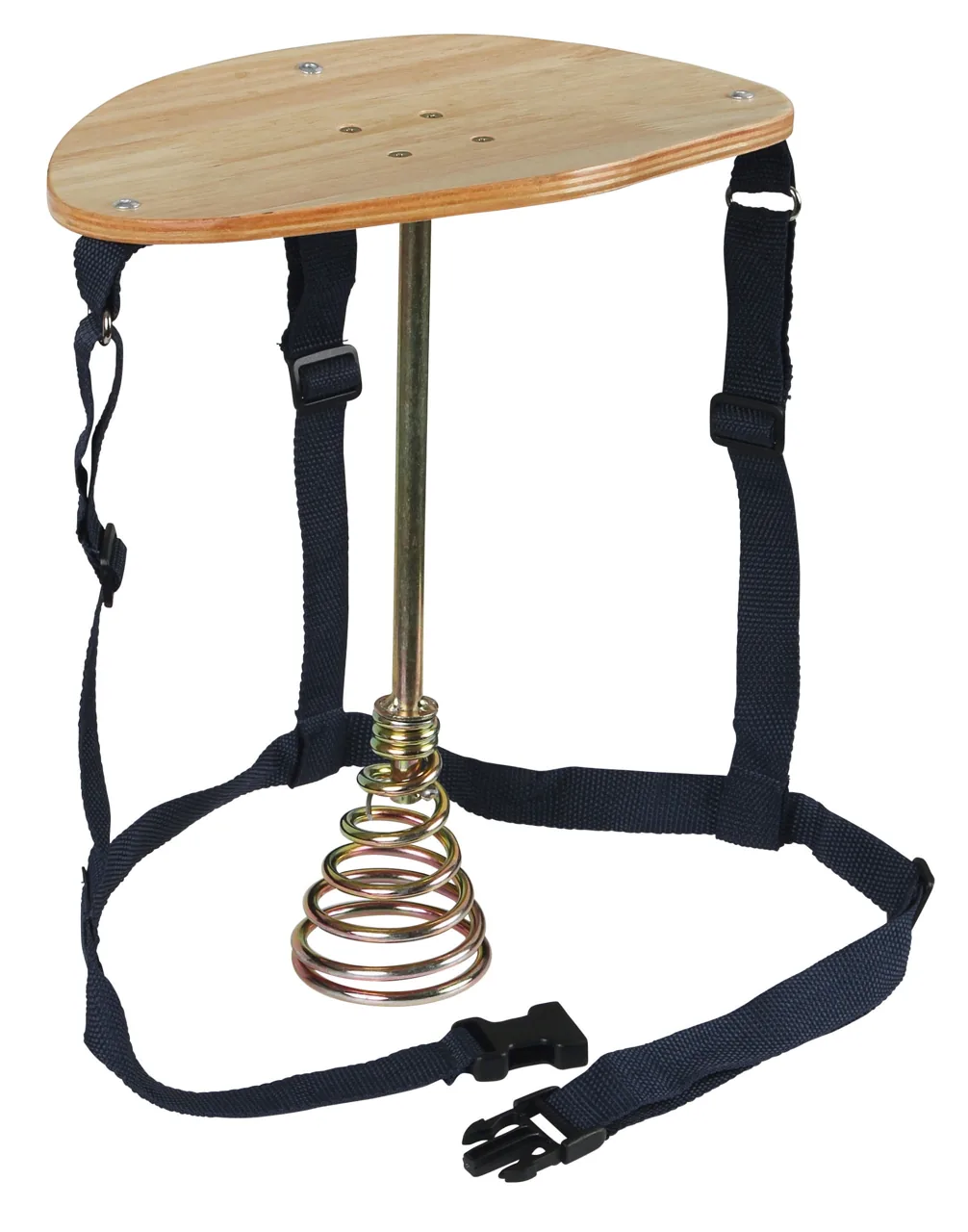 Kerbl Melkschemel Standard 2910 mit Holzsitz, Stahlfuß und verstellbarem Gurt