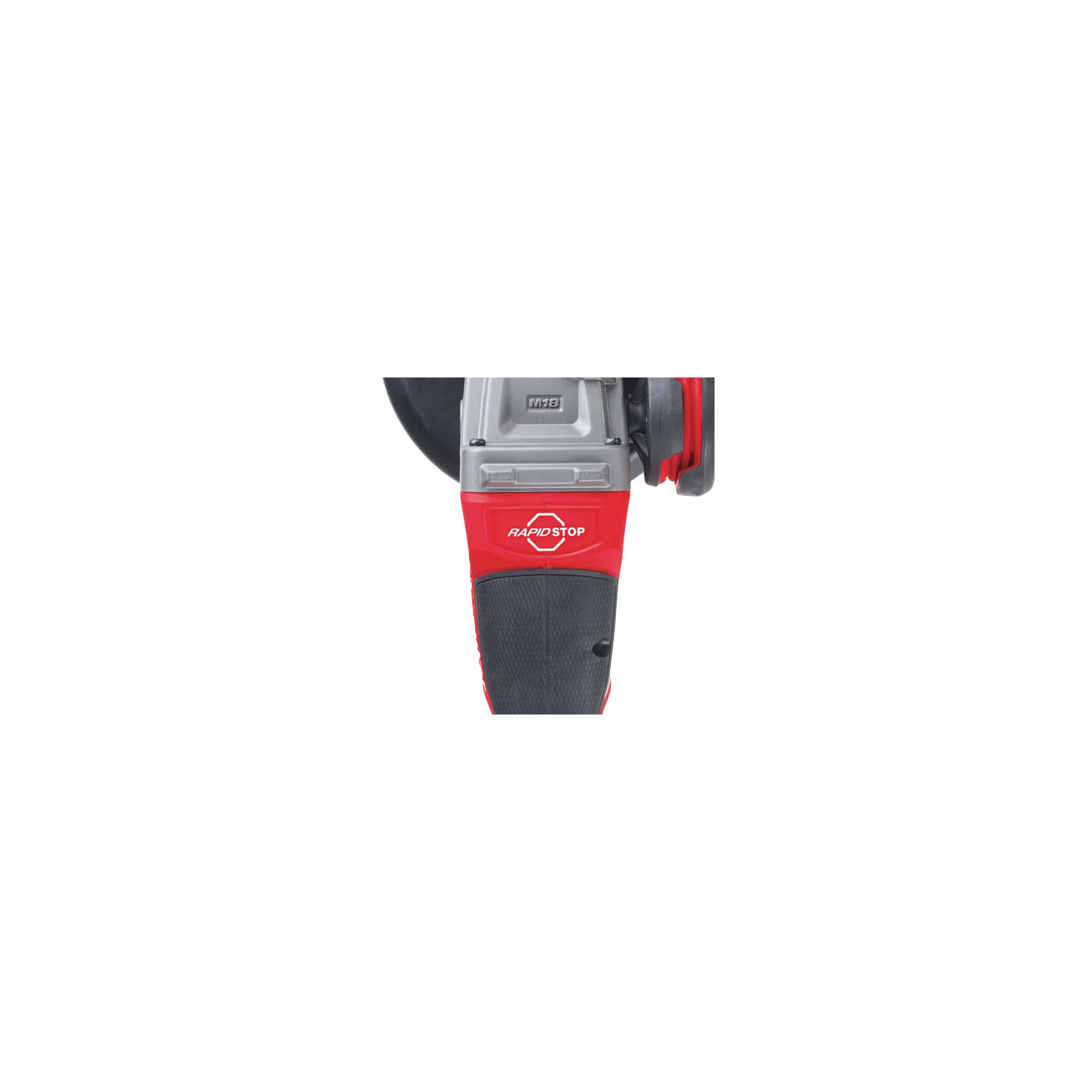 Detail der RAPIDSTOP-Bremse am Milwaukee M18 FSAGV125 Winkelschleifer