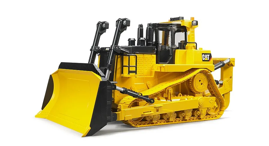 Seitenansicht des großen Caterpillar Dozers mit echter Gliederkette