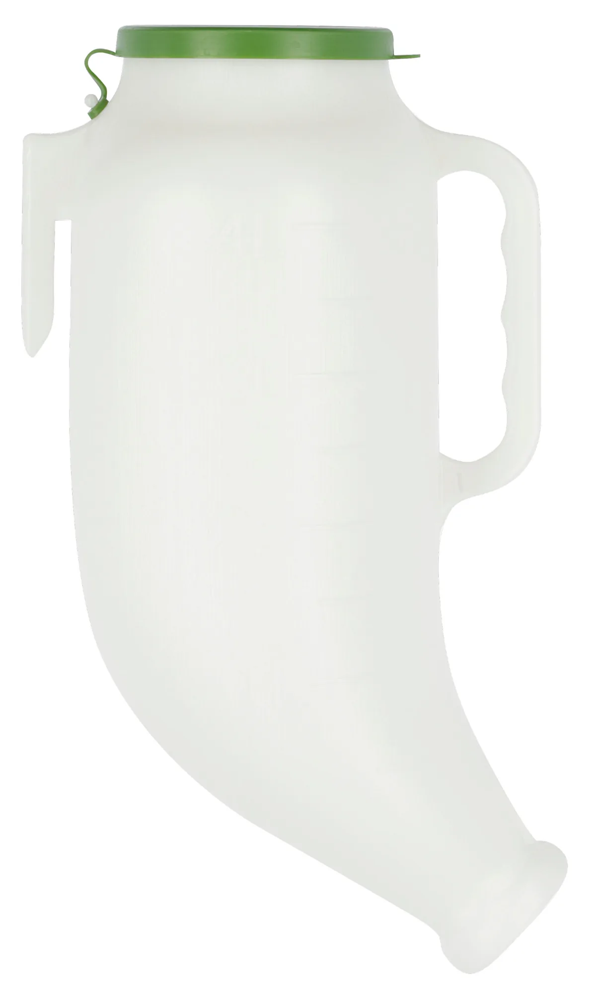 Kerbl Trockenfutterflasche 4 Liter mit grünem Deckel und gebogenem Saugrohr