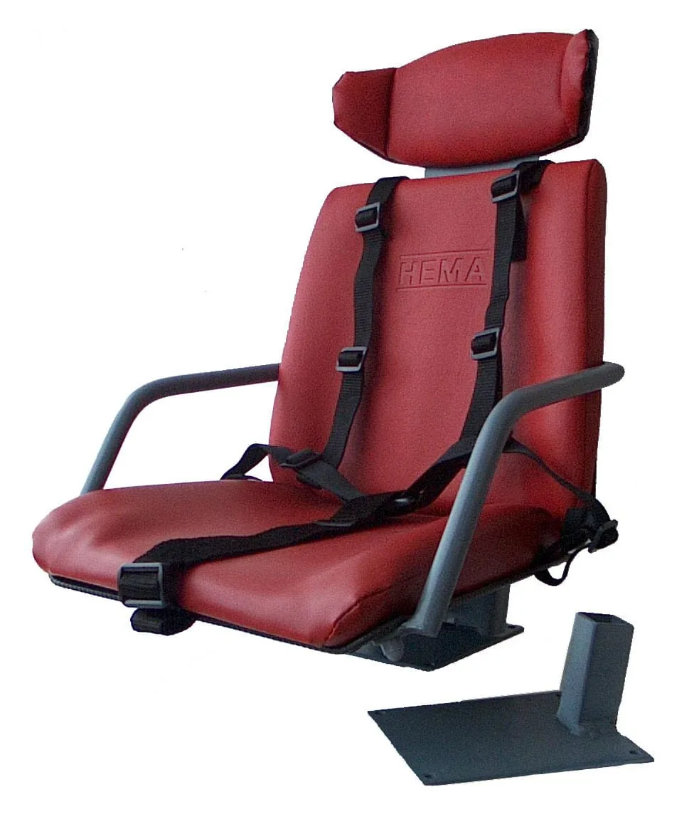 Roter Kindersitz Bambino mit Gurt, Kopfstütze und Armlehnen für Traktoren