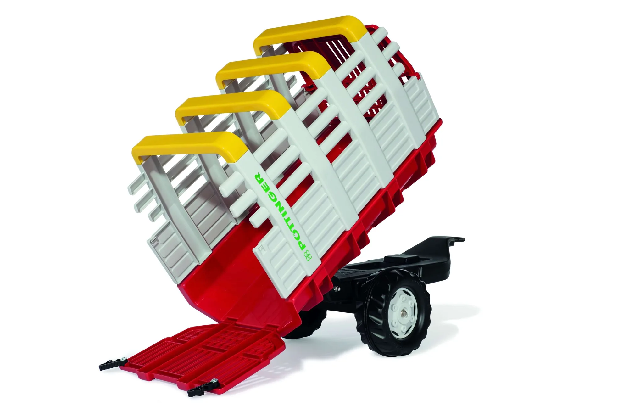 Rolly Toy rollyHay Wagon Pöttinger 122479 in Heckansicht mit geöffneter Ladeklappe