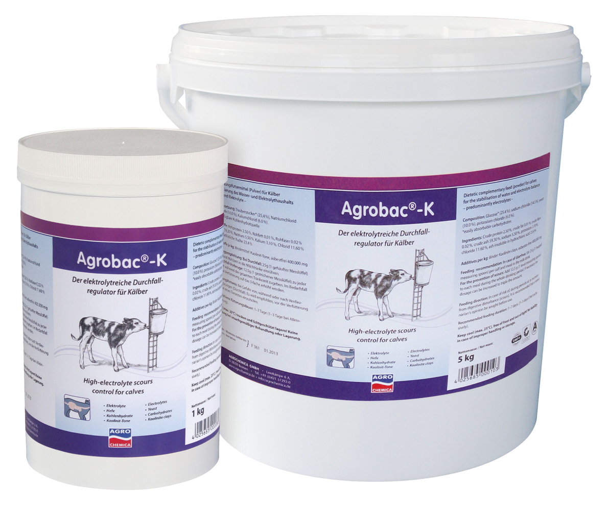 Agrobac-K Pulver 1kg - Kerbl, Unterstützt die Verdauung von Kälbern bei Durchfall, enthält Elektrolyte, Hefe und Bentonit zur Stabilisierung der Darmflora