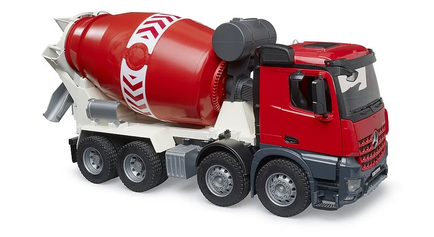Bruder Mercedes-Benz Arocs Betonmisch-LKW in Rot-Weiß mit Mischtrommel, Baustellenfahrzeug 1:16