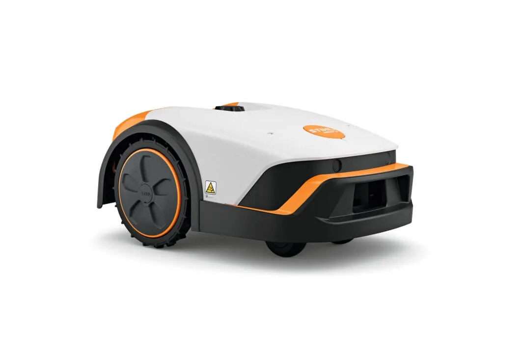 STIHL iMOW 4 Mähroboter orange-weiß, Schrägansicht freigestellt
