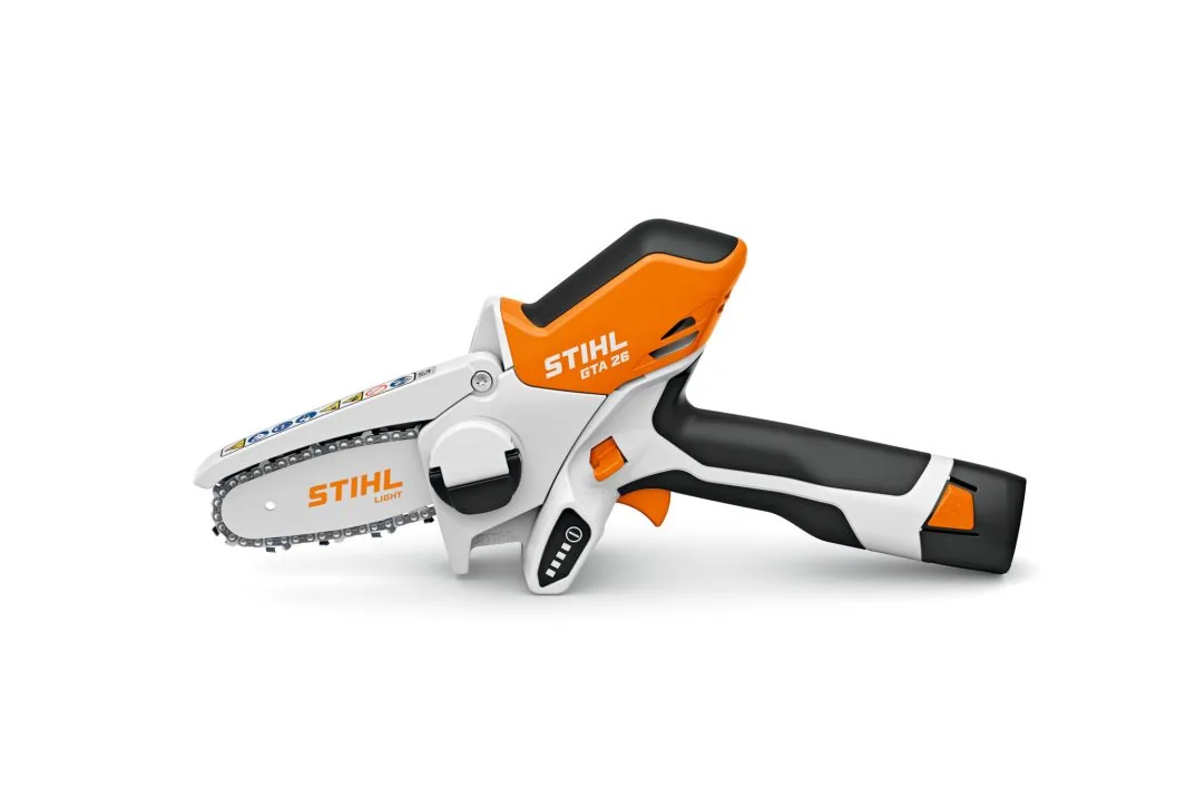 STIHL GTA 26 Akku-Gehölzschneider in Weiß-Orange, Seitenansicht