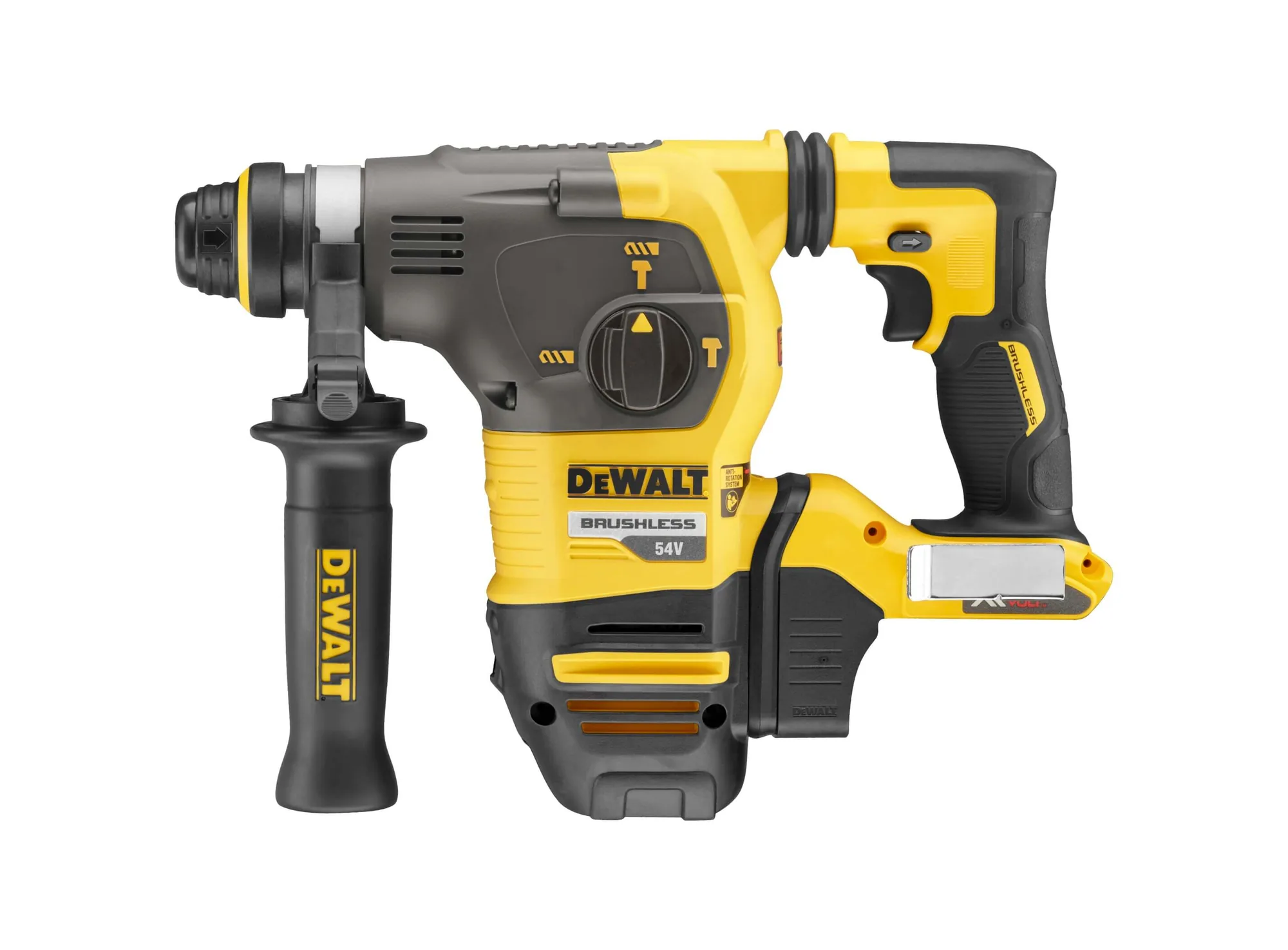 DeWalt DCH333NT 54V XR FLEXVOLT SDS-Plus Akku-Kombihammer mit Zusatzhandgriff, freigestellt