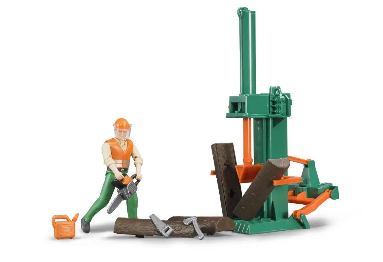 Bruder 62650 bworld Forstwirtschaftsset mit Figur, Motorsäge und Zubehör (1:16), Produktbild