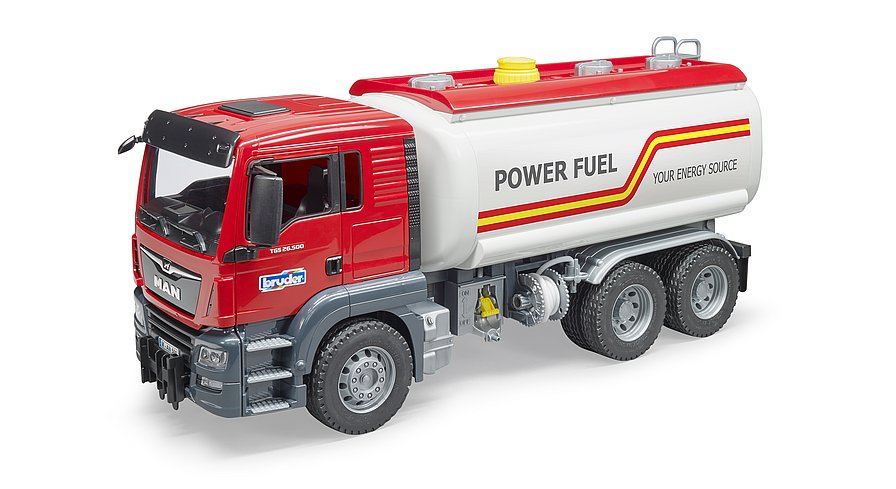 BRUDER MAN TGS Tanklastwagen (03775) mit funktionierendem Wassertank und Power Fuel Aufdruck
