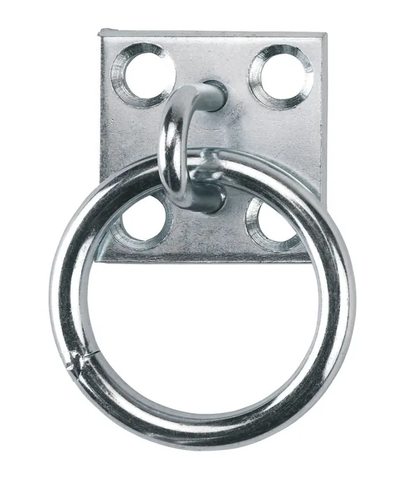 Kerbl Anbindering zum Schrauben, verzinkte Metallplatte mit Ring für die Stallwand