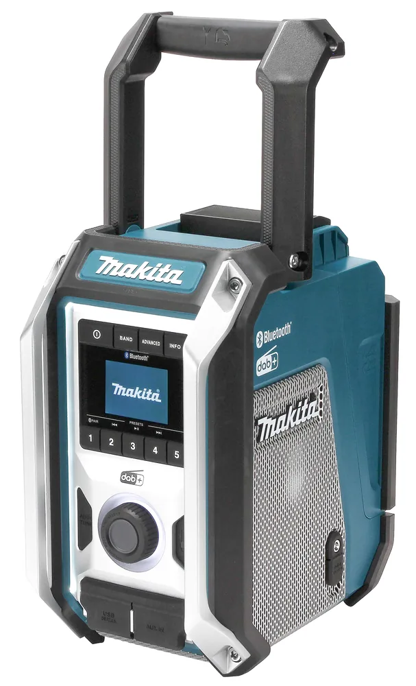 Makita Akku-Baustellenradio DMR115 in Türkis-Weiß