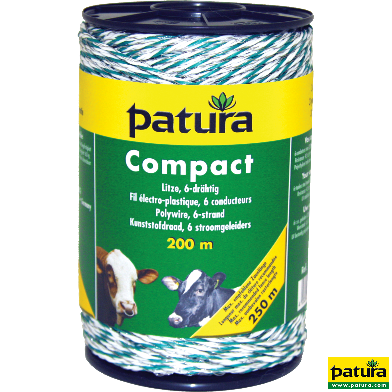 Patura Compact Litze, 200 m Rolle, weiß-grün, 6 Niro 0, 20 mm