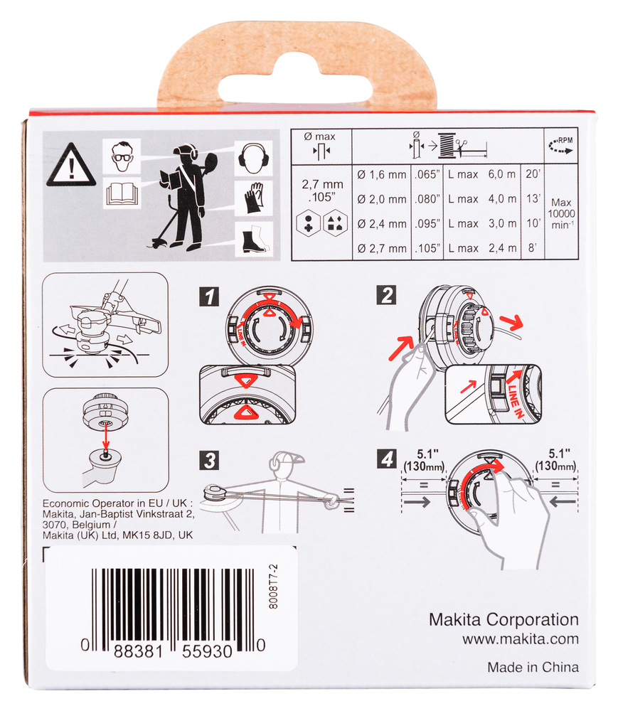 Makita 191D92-5 Tap&Go Trimmerkopf – Effizientes Schneiden mit 102 mm Durchmesser