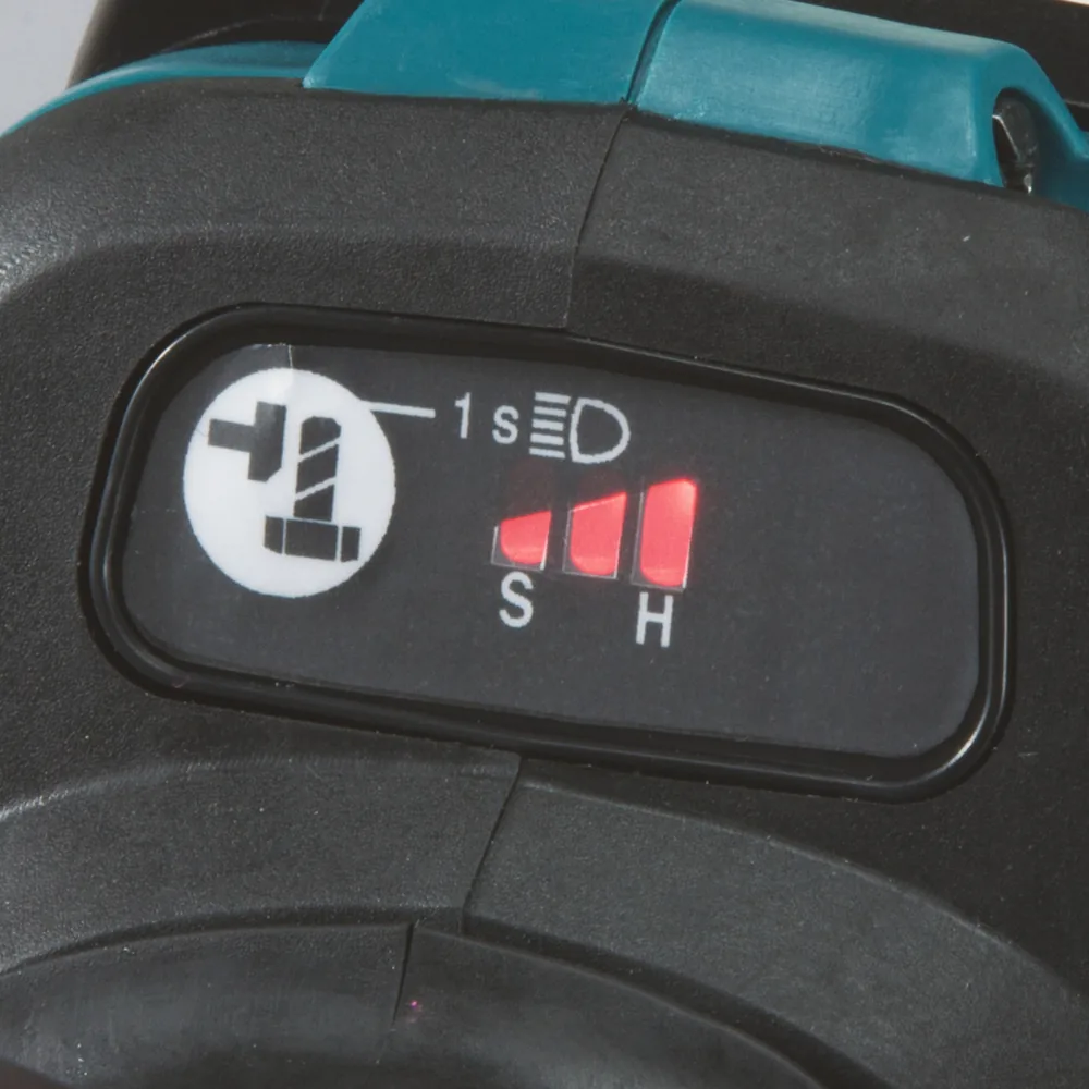 Modus- und Stufenanzeige des Makita DTW1002Z in der Detailaufnahme