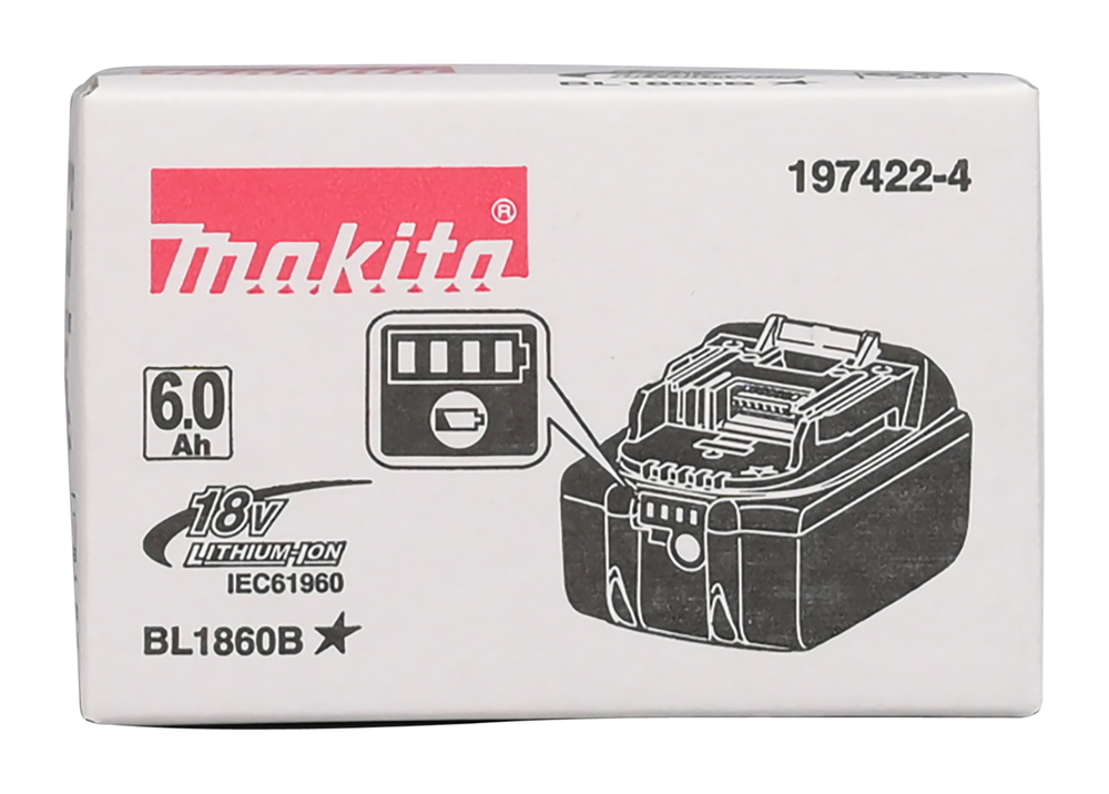 Makita 197422-4 – Leistungsstarker 18V 6, 0 Ah Li-Ion Akku mit Ladestandsanzeige